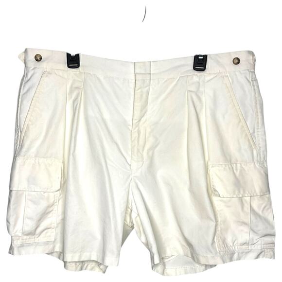 Vtg Willis & Geiger Shorts Mens Sz 40 Ivory Military Cargo Cotton 6" Inseam